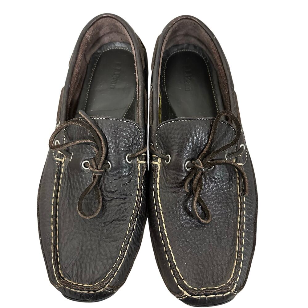L.L.Bean Camp Moc Men's 10D Brown Pebbled Leather Driving Moccasin Loafers